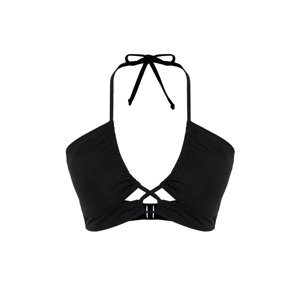 Čierny bikini top s detailom kravaty a zoštíhľujúcim efektom od Trendyol Curve