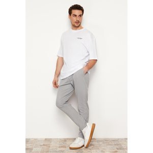 Trendyol Gray Men's Jogger Fit Textured Waist Lace-up Trousers