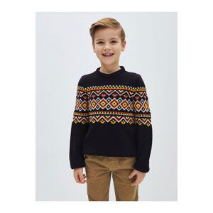 LC Waikiki Crew Neck Patterned Long Sleeve Boy's Knitwear Sweater