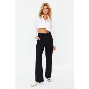 Trendyol Black Rolled Waist Detail Wide Leg Woven Trousers