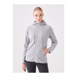 LC Waikiki Women's Hooded Plain Long Sleeve Zipper Sweatshirt
