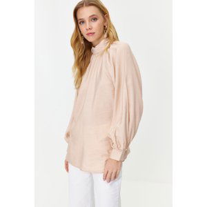 Trendyol Powder Aerobin Pearl Detailed Stylish Woven Linen Look Tunic