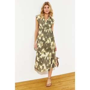 Trendyol Multicolored Double Breasted Abstract Patterned Midi Woven Dress