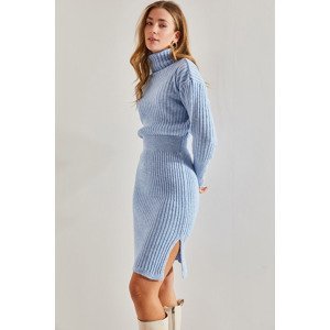Bianco Lucci Women's Turtleneck Sweater Elastic Waist Dress