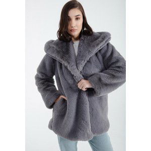 Lafaba Women's Anthracite Long Plush Coat