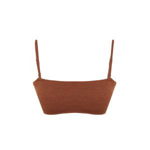 Trendyol Brown Strapless Textured Bikini Top