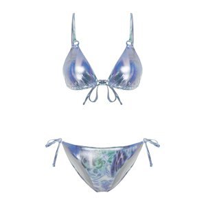 Trendyol Abstract Patterned Regular Bikini Set with Triangle Accessories