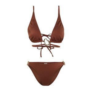 Trendyol Brown Regular Bikini Set with Triangle Accessories