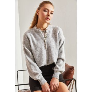 Bianco Lucci Women's Charmed Striped 11 Button Knitwear Sweater