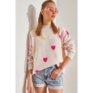 Bianco Lucci Women's Heart Embroidered Knitwear Sweater