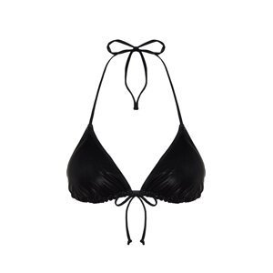 Trendyol Black Triangle Shiny Lacquer Printed Bikini Top