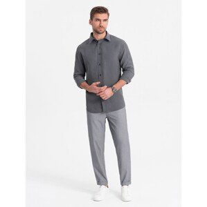 Ombre Men's chino pants with elastic waistband - gray