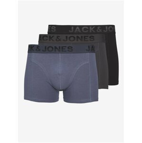 Súprava troch pánskych boxeriek v čiernej, šedej a modrej farbe Jack & Jones