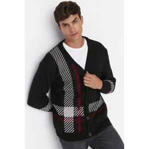 Trendyol Black Men's Regular Fit Patterned Knitwear Cardigan
