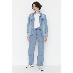 Trendyol Light Blue 100% Cotton Detailed Denim Trousers