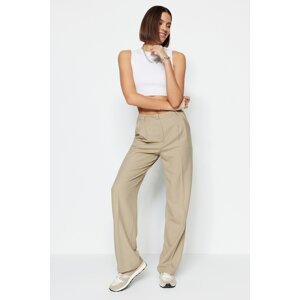 Trendyol limitovaná edícia norkových nohavíc rovného/rovného strihu plisované tkané nohavice