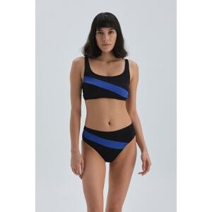Dagi Black Blue Striped Prosthetic Bikini Bottom