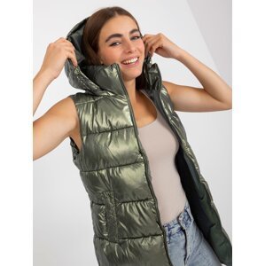 Dark green winter quilted vest