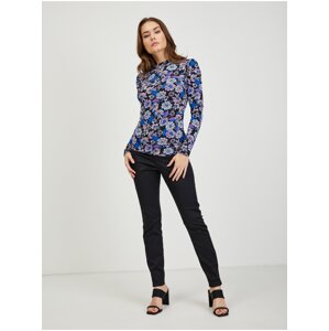 Purple-black women's floral T-shirt ORSAY - Women