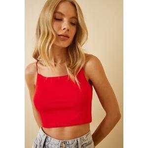 Happiness İstanbul Women's Red Knitted Bustier with Thread Straps