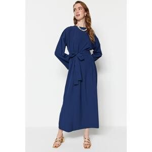 Trendyol Navy Blue Waist Belted Parachute Fabric Wide Fit Woven Dress