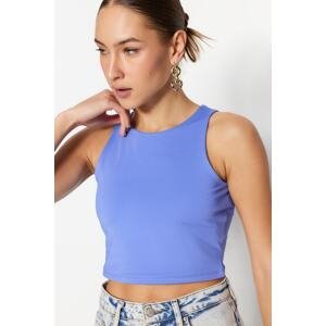 Trendyol Purple Fitted/Situated Halter Neck Crop Flexible Knitted Undershirt