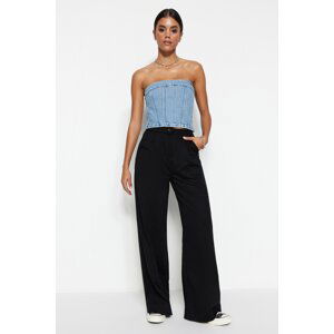 Trendyol Black Pleat Detailed Relaxed High Waist Knitted Pants