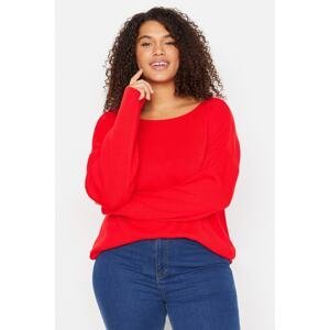 Trendyol Curve Red Cross Band Detailed Knitwear Sweater
