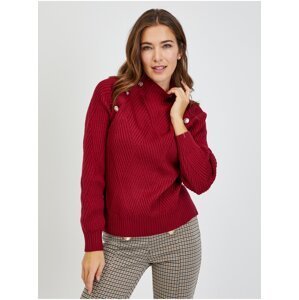 Red Women's Ribbed Sweater with Decorative Buttons ORSAY - Women