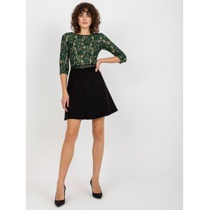 Lady's short dress with belt - black