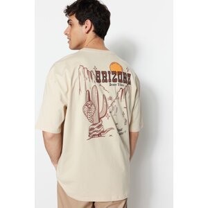 Trendyol pánske oversize/wide cut tropical print crew tričko s krátkym rukávom 100% bavlna.