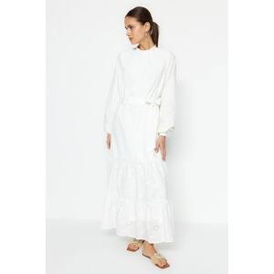 Trendyol White With Embroidery Detail, Lined Woven Dress