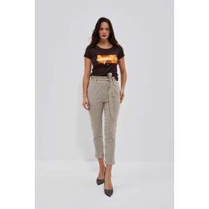 LADIES TROUSERS L-SP-4015 BROWN_OFF WHITE