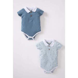 DEFACTO Baby Boy Polo Collar Pique 2-pack Short Sleeve Snap Fastener Body