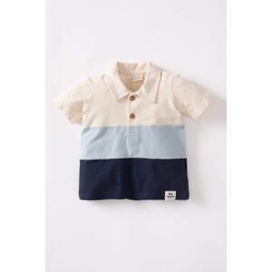 DEFACTO Baby Boy Regular Fit Color Block Pique Short Sleeve T-Shirt
