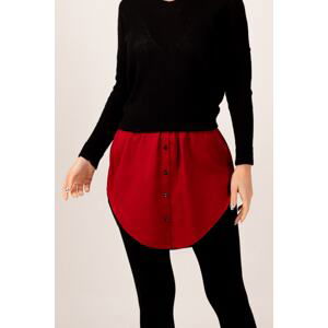 armonika Women's Claret Red Elastic Waist Shirt Skirt