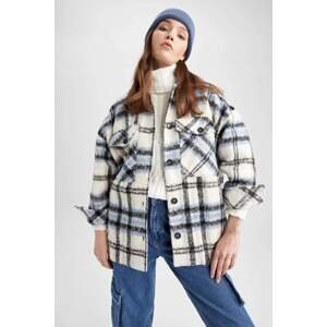 DEFACTO Shirt Collar Checked Flannel Long Sleeve Tunic