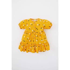 DEFACTO Baby Girl Floral Short Sleeve Twill Dress