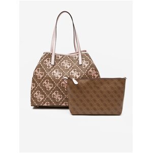 Brown Ladies Patterned Handbag 2in1 Guess Vikky Tote - Women