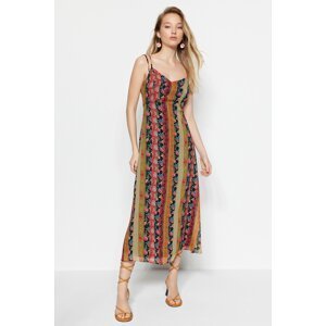 Trendyol Multi-Colored Patterned Strappy A-Line/Bell Form Midi Lined Woven Dress