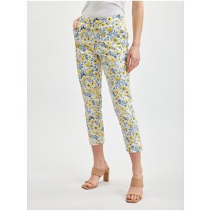 Orsay Yellow-White Ladies Cropped Floral Pants - Women
