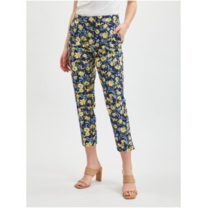 Orsay Yellow-Blue Womens Shortened Flowered Pants - Women