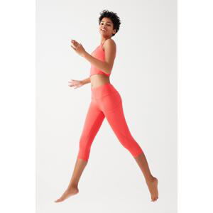 LOS OJOS Women's Coral High Waist Consolidator Double Pocketed Capri Leggings Capri Capri