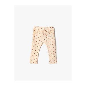 Koton Ribbed Ruffle Detailed Leggings with Mushroom Print. Elastic Waist.