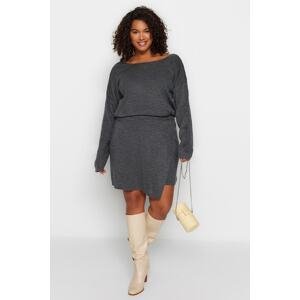 Trendyol Curve Anthracite Mini Knitwear Shorts Skirt