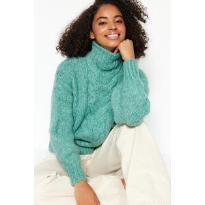 Trendyol zelený úplet detailný pletený sveter