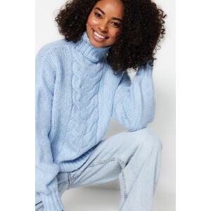 Trendyol Modrý úplet Detailný pletený sveter