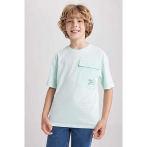 DEFACTO Boy Oversize Fit Crew Neck Pocket Printed Short Sleeve T-Shirt