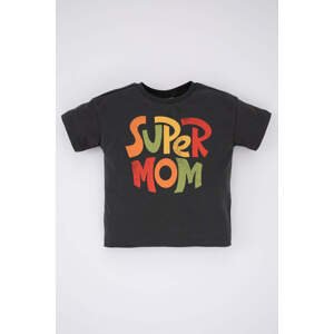 DEFACTO Baby Boy Super Mom Printed Short Sleeve T-Shirt