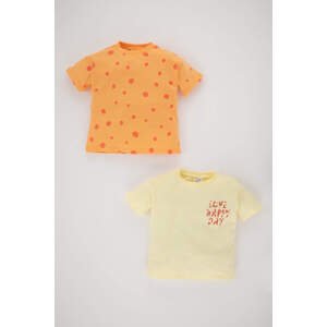 DEFACTO Baby Girl Regular Fit Crew Neck Polka Dot 2-Pack Short Sleeved T-Shirt